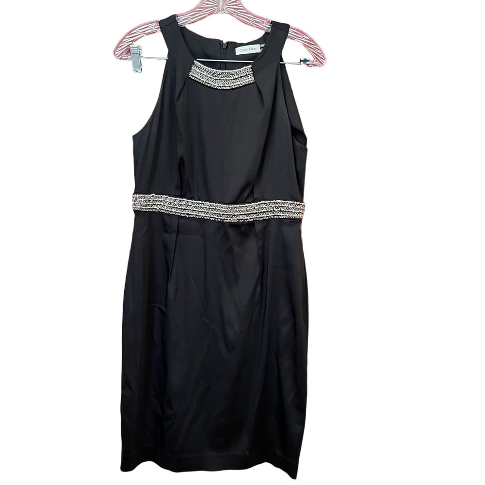 Calvin Klein Black Dress with Silver Beading Detailing 8